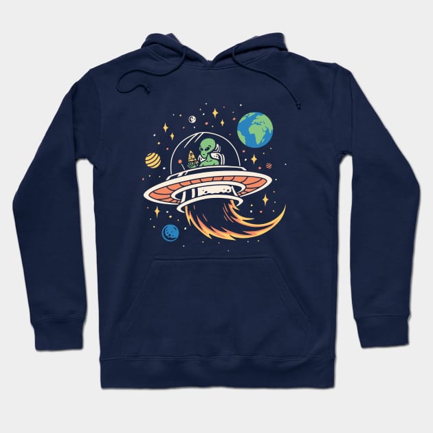 Alien looking for pizza Hoodie by hellfunco